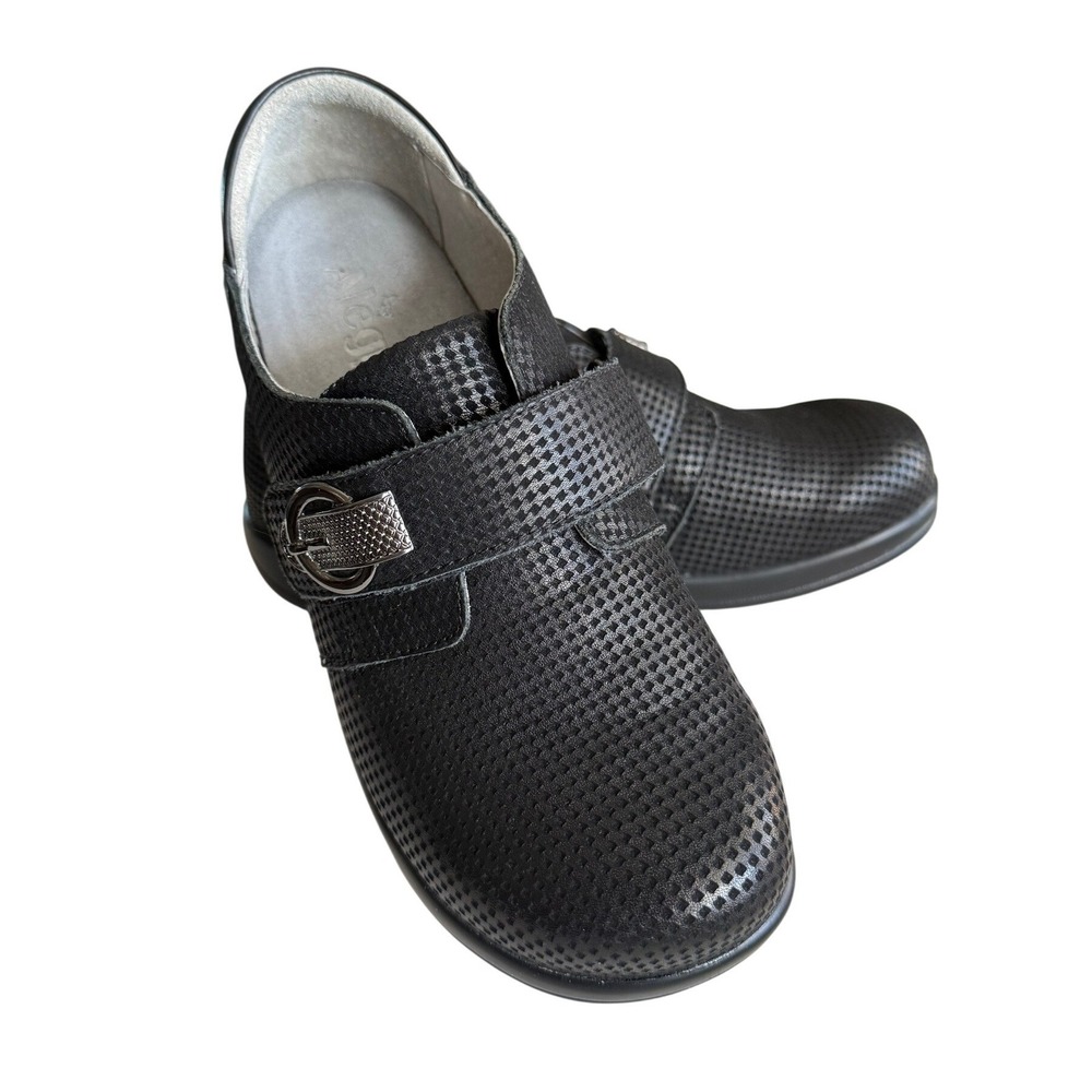 Alegria Jolene 38 Black Leather Houndstooth Professional Clogs JOL-490 Comfort